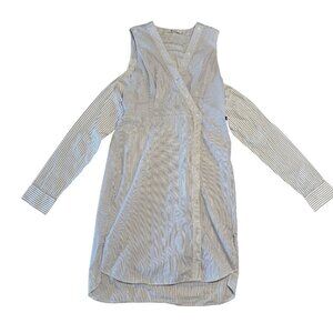 T Alexander Wang Cold Shoulder Deconstructed Asymmetric Shirt Dress Women's 4